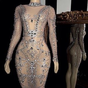 Silver & nude specially designed dress size S/M  (2-6)